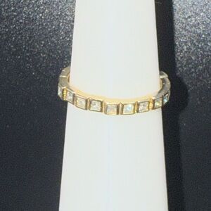 Gold Tone Cubic Zirconia Square-Set Band Ring - size 8. Loved once